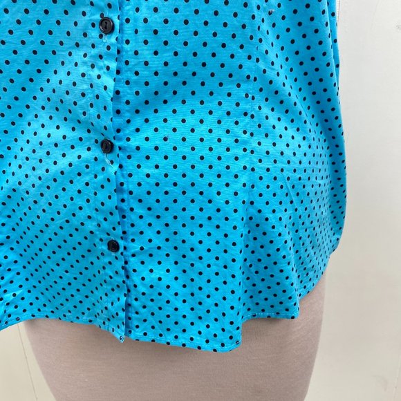 Venezia 26/28 Blue w/ Black Polka Dot Button Down - Picture 4 of 8